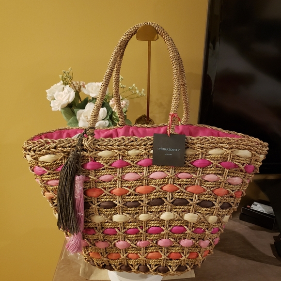 NWT! Cynthia Rowley Multicolor Woven Lined Tote - Picture 9 of 9